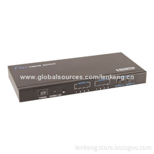HDMI 4 x 2 Matrix Switch, Ultra HD, 3D, Full HD 1080P, Remote Control